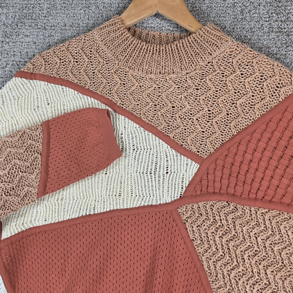 Nanushka June‎ Patchwork Knit Mock Neck Sweater 3D Size Large